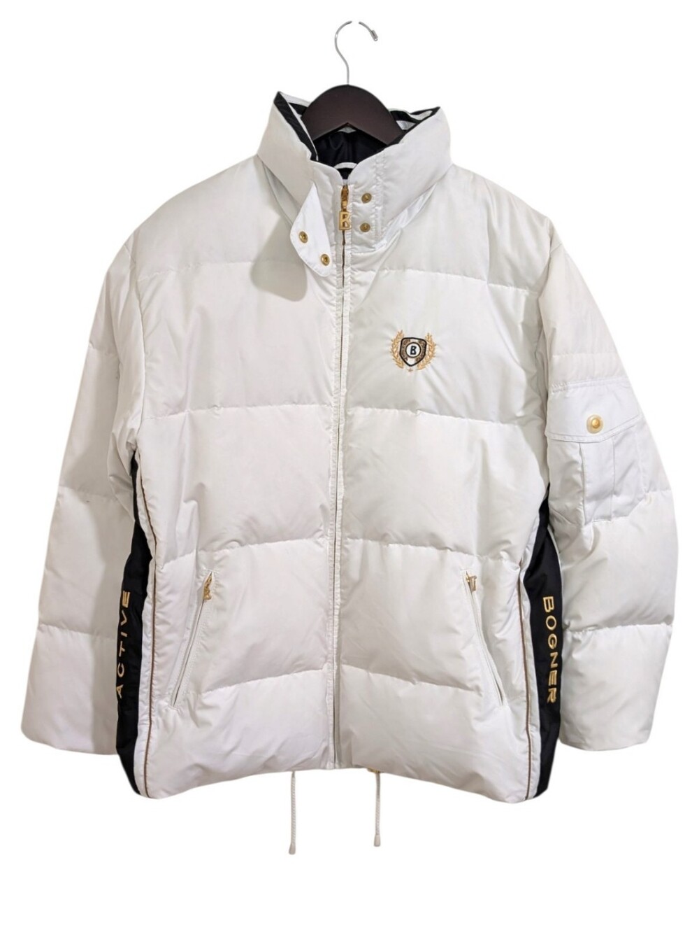 BOGNER VTG 90's USA Goose Down Ski Puffer Jacket White Black Crest Logo Size 12
